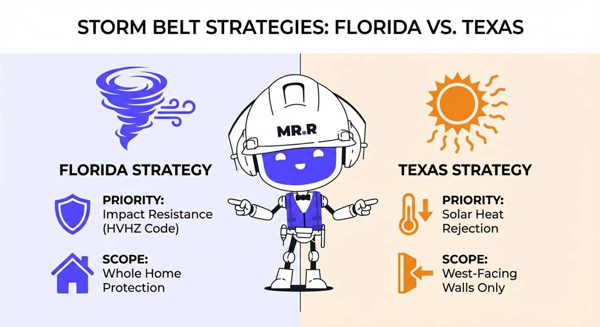 Mr. Remodel comparison infographic differentiating renovation strategies within the Storm Belt.